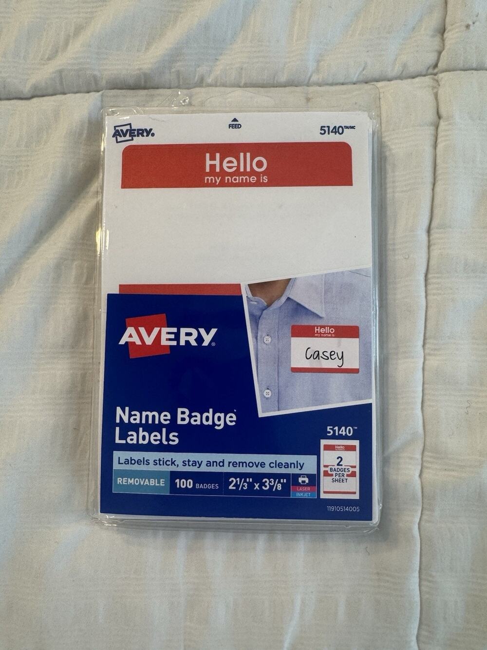 Avery Name Badge Labels 100 Adhesive Removable Laser Inkjet Printer